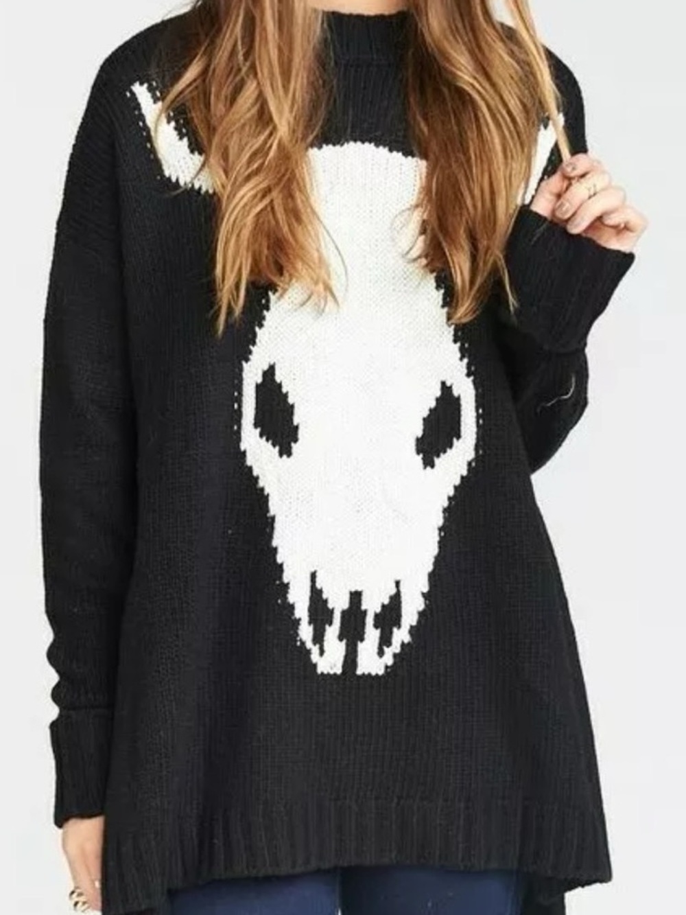 SHOW ME YOUR MUMU Fireside Sweater Night Bull Boho Oversized Black White